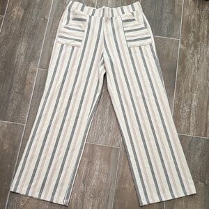 Cato Striped Wide-Leg Ankle Pants
